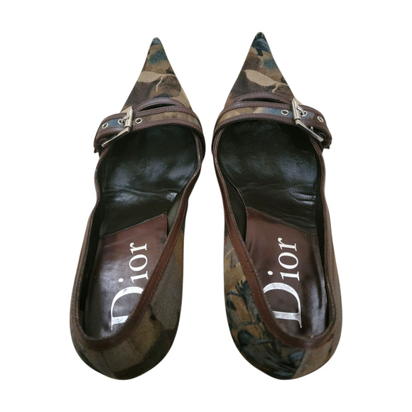 Christian Dior Vintage Galliano Camo Floral Pointed Toe Kitten Heels IT 36 US 6 - Picture 5 of 12